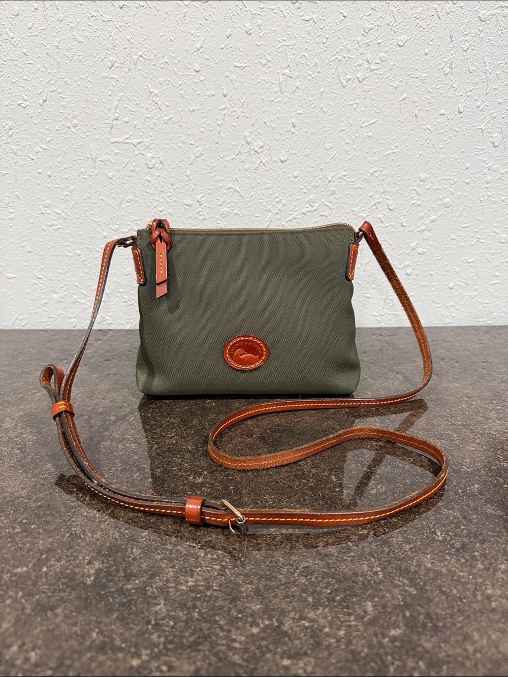 Dooney & Bourke Olive Green Nylon Crossbody Pouchette Bag